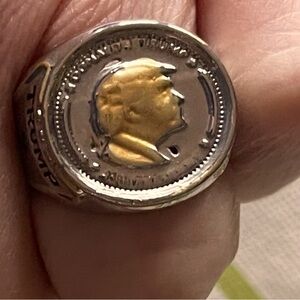 Trump -USA ring-gold tone, gold, and silver tone Unisex